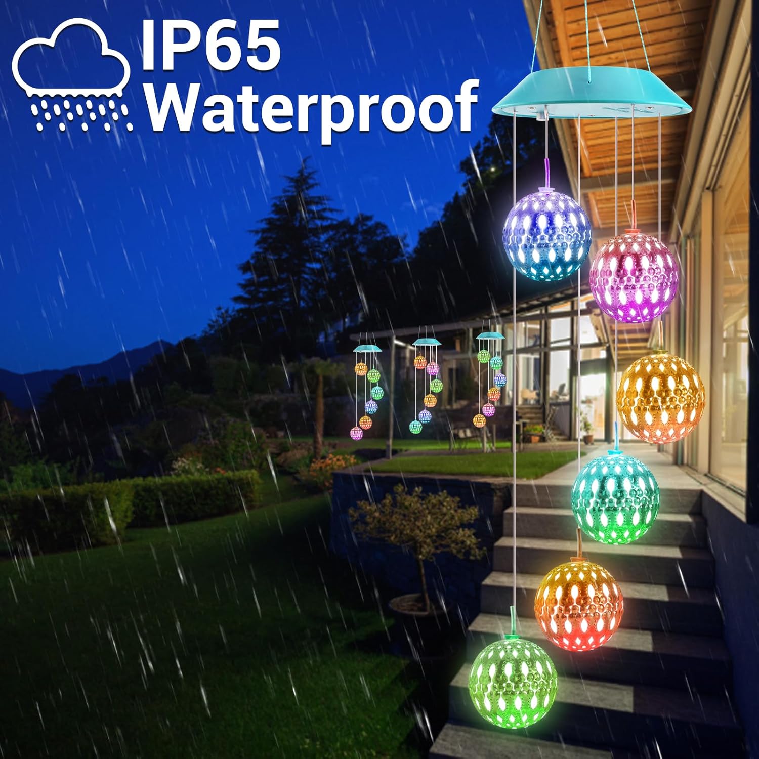 🔥Buy 2 Free Shipping🔥Solar Color-Changing Moroccan Ball Wind Chime-Rainbow Color Changing LED Lights🎁