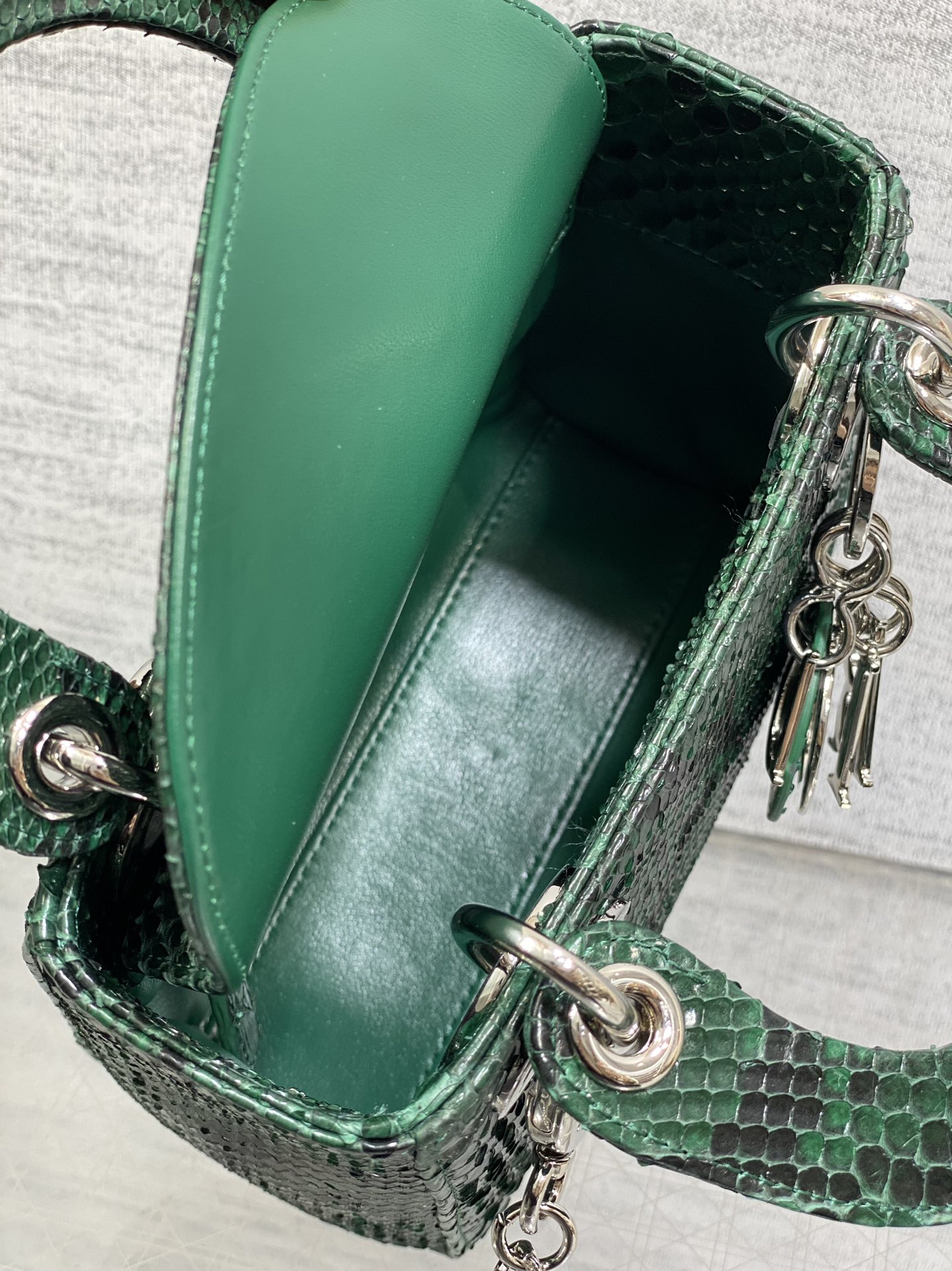Dior Lady three-grid rare snakeskin Princess Diana bag