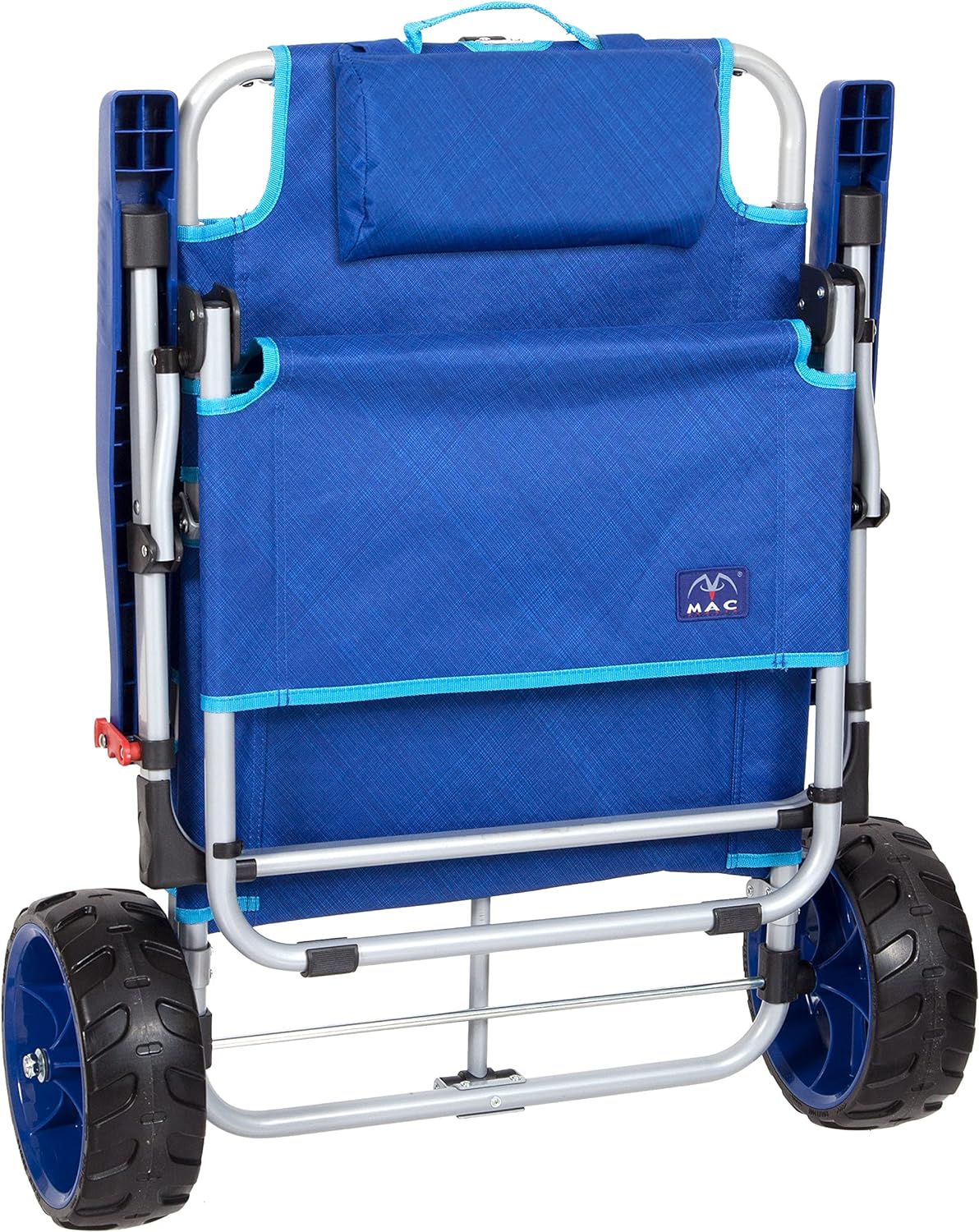 Mac Sports Beach Day Foldable Chaise Lounge Chair with Integrated Wagon Pull Cart Combination