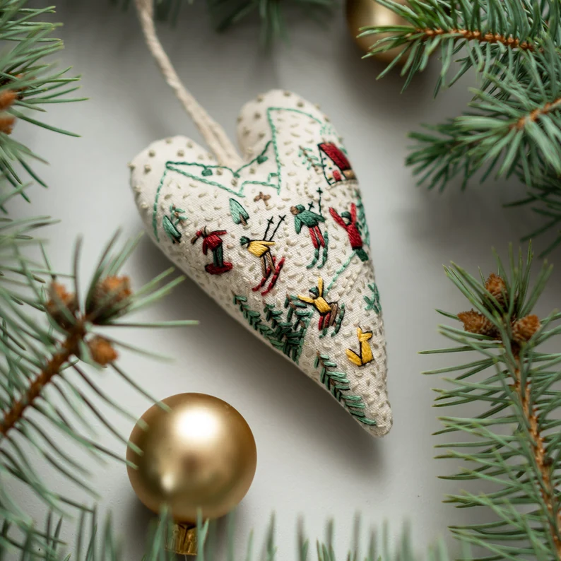 💐💐2025 Christmas Carnival Eve Sale 49% Discount-DIY Heart Shaped Hand Embroidered Christmas Ornament Kit