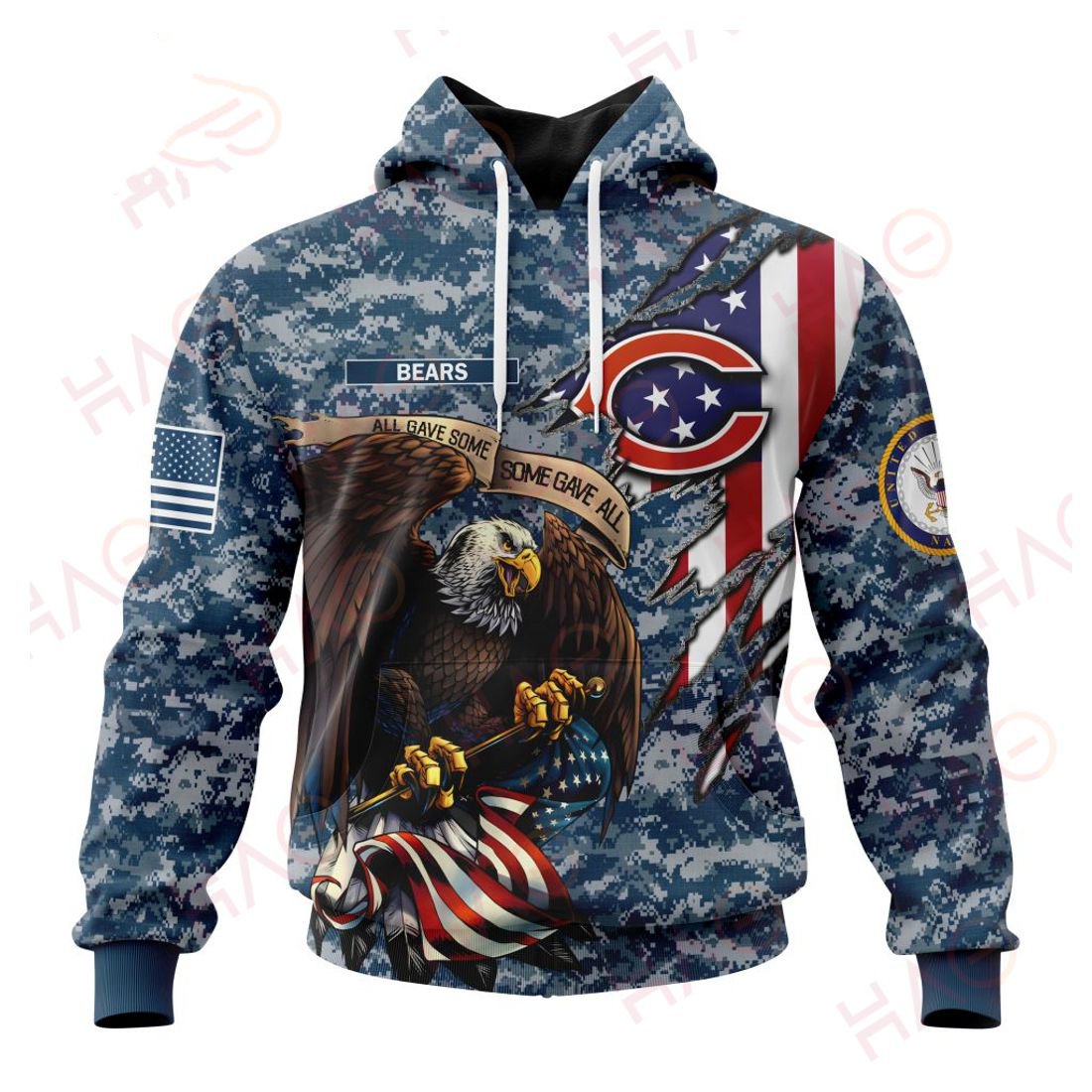 CHICAGO BEARS 3D HOODIE US NAVY VETERANS