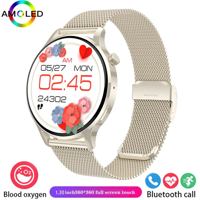 New Women's Smartwatch Watch Heart Rate Blood Pressure Blood Oxygen Monitor HD Bluetooth Call NFC Smartwatch for Android iOS