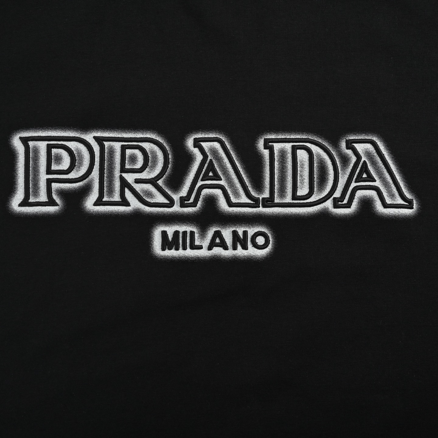 Prada 25ss embroidered letters back splashed triangle logo short sleeves