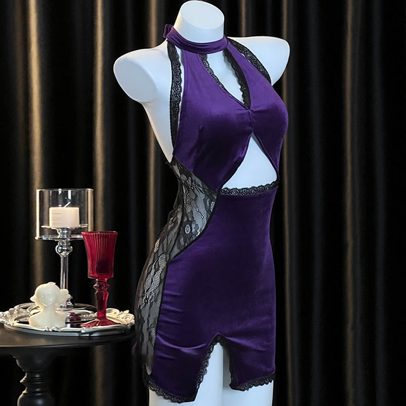 Cheongsam See-through Hollow Out Lingerie Dress