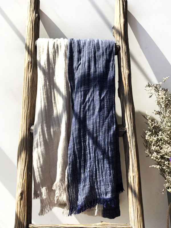 Contrast Color Fray Hem Soft Scarf