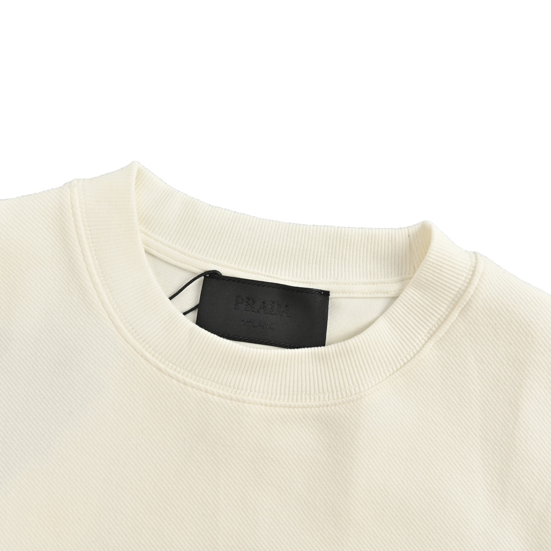 Prada 24Fw crew neck sweatshirt with side triangle logo