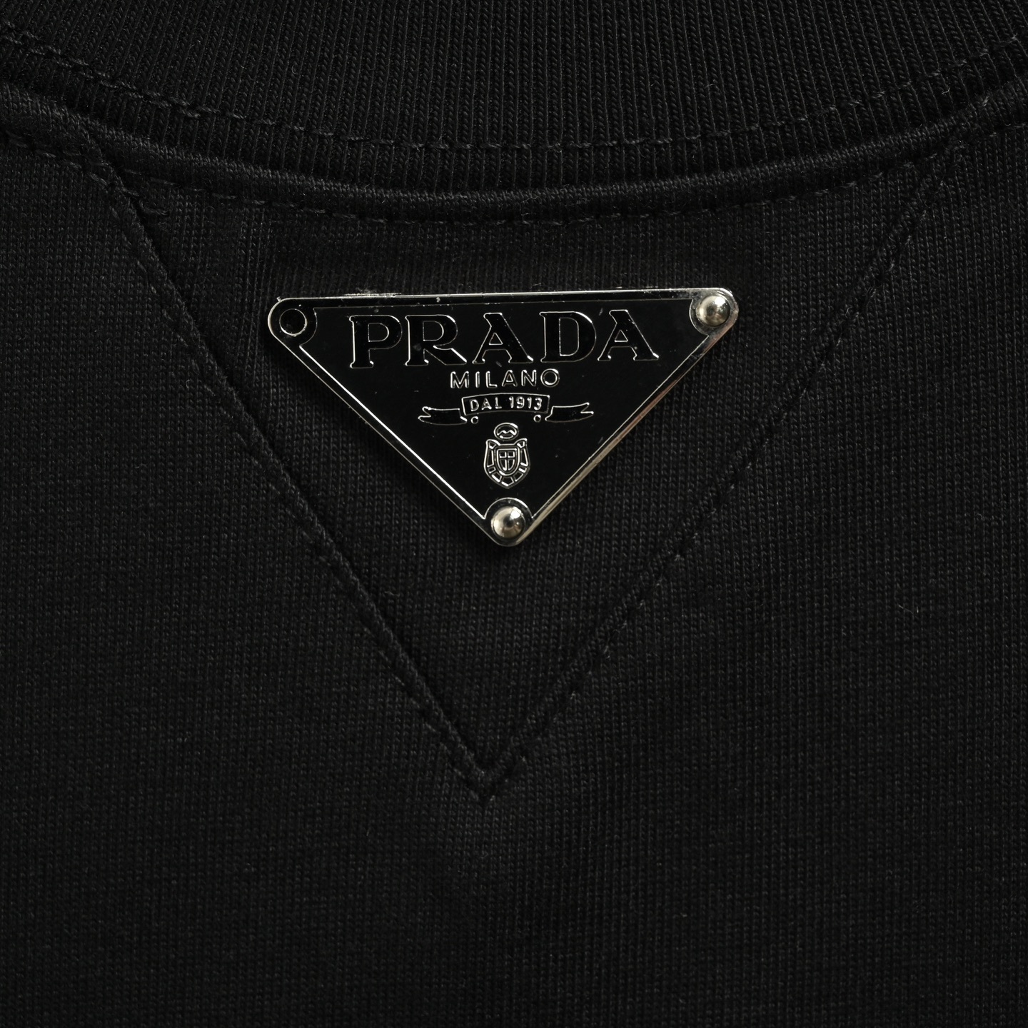 Prada 25Fw triangle logo long-sleeved T-shirt