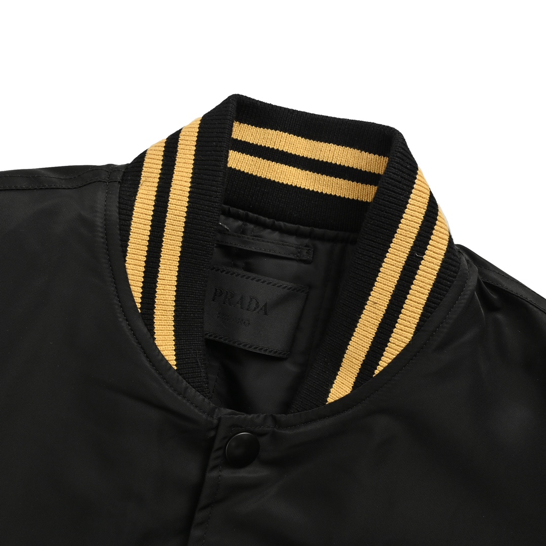 Prada 24Fw baseball jacket with P patch and medal on chest
