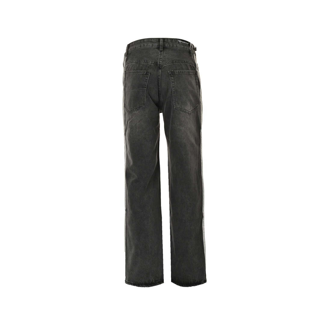 Balenciaga & Adidas collaboration three-bar washed jeans