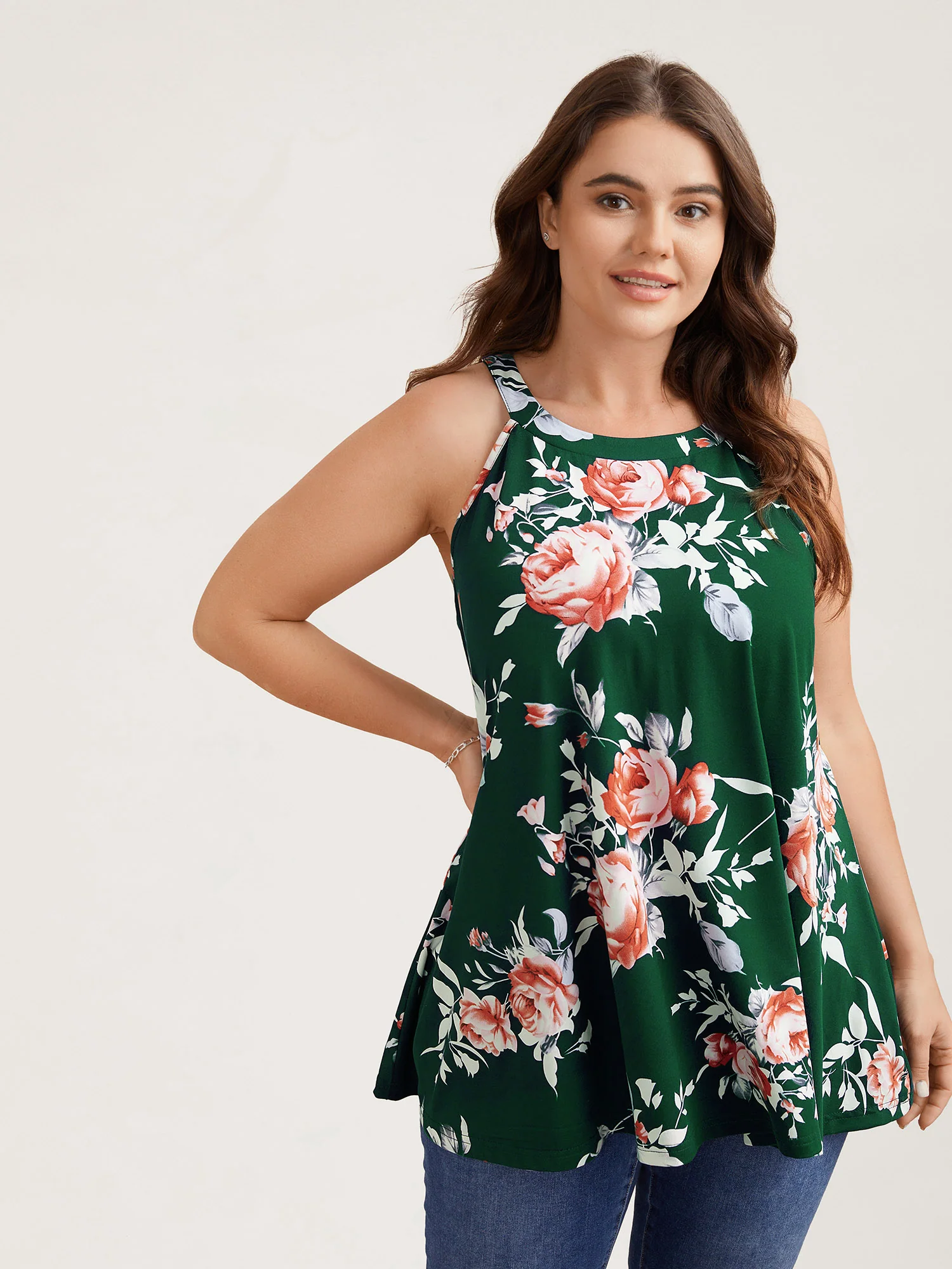 Rosy Print Halter Neck Top