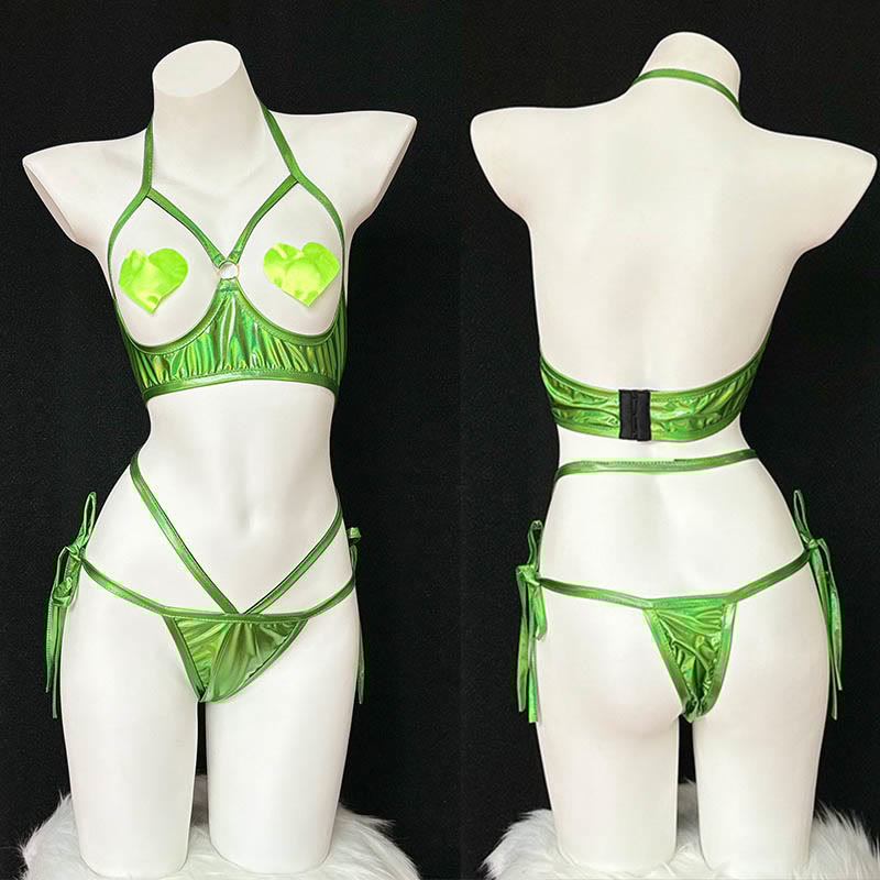 Cosplay Rabbit Laser Reflective Top Hollow Uniform Lingerie Set