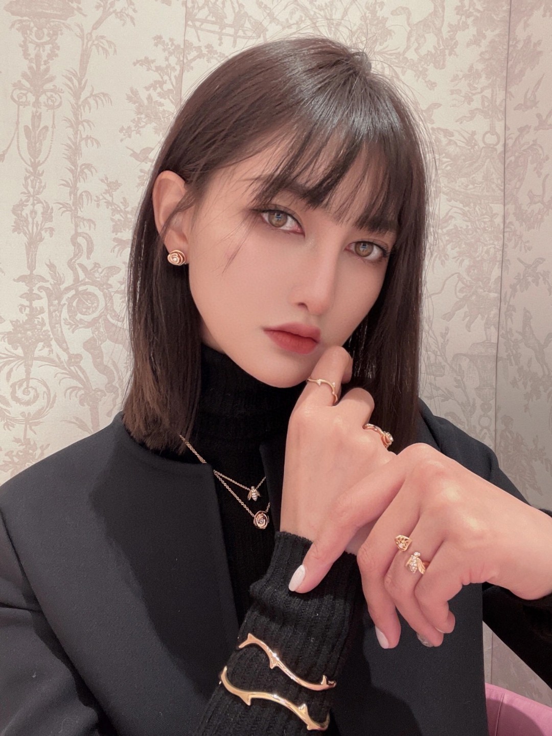 Dior diamond rosebud earrings
