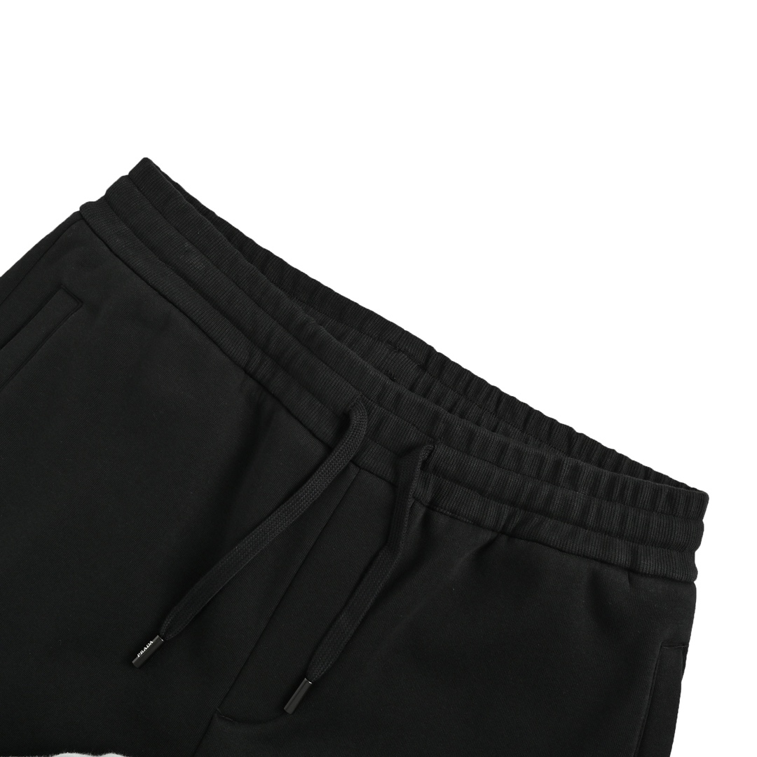 Prada 24Fw front and back logo embroidered fleece trousers