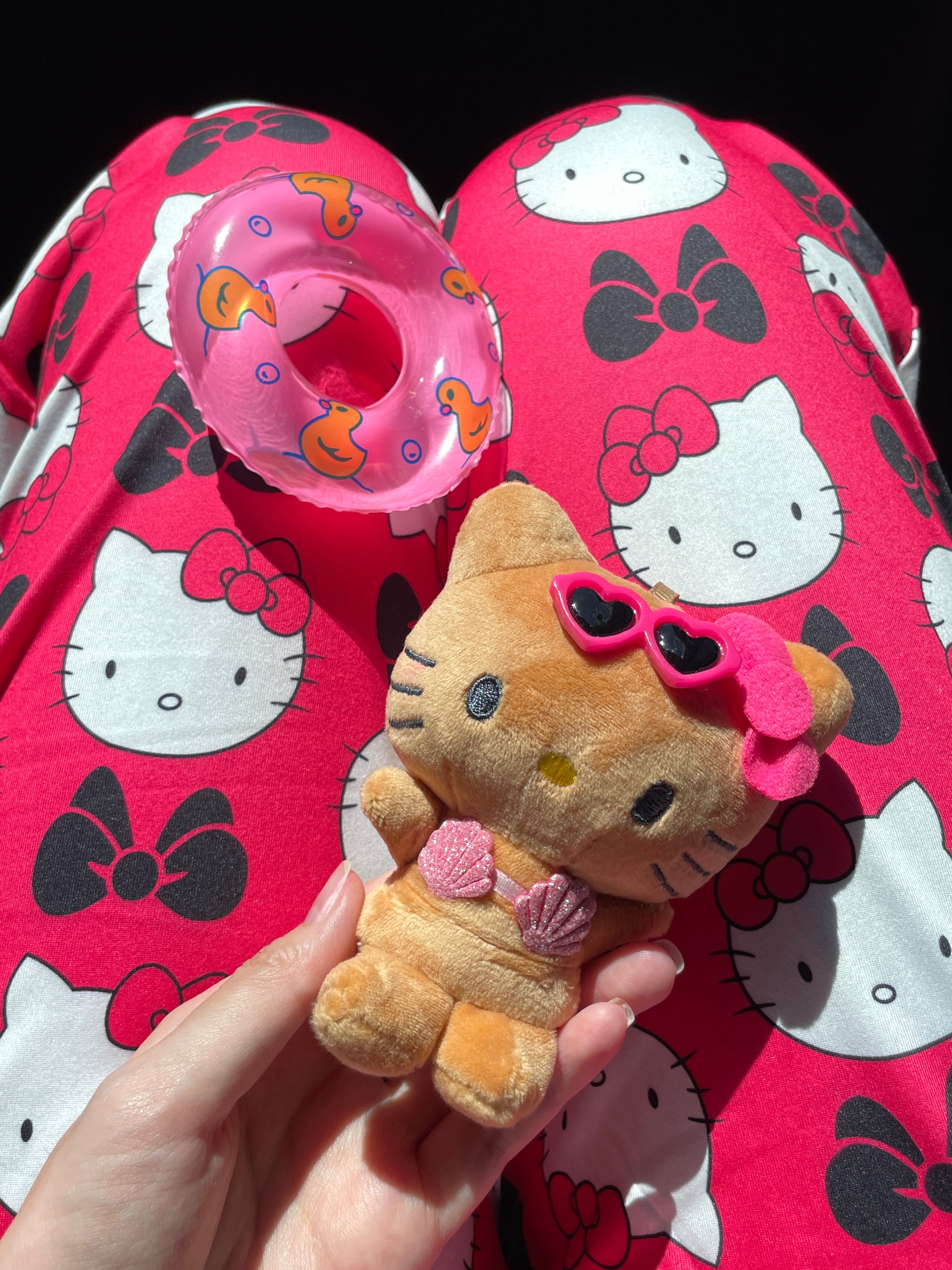 KT Tan Swimming Ring Plush Keychain｜5in/12Cm Cute  Pendant Doll Keyring Accessories Pendant Toy Girls Gift