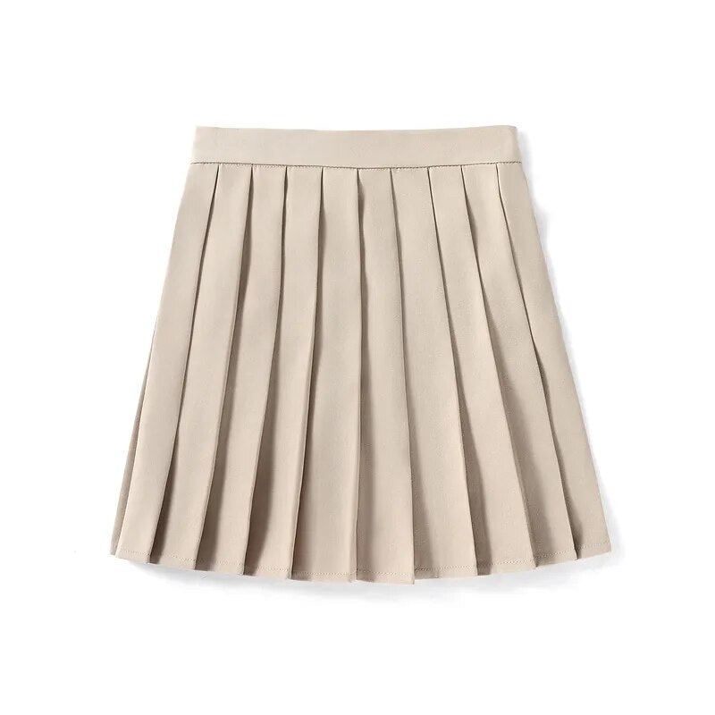 Solid Color Pleated Skirt