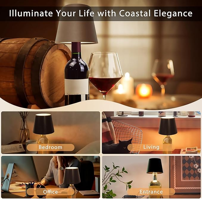 🔥Buy More Save More🔥🍾🍾Wireless Wine Bottle Lights-3 Color Temps, Type C Rechargeable