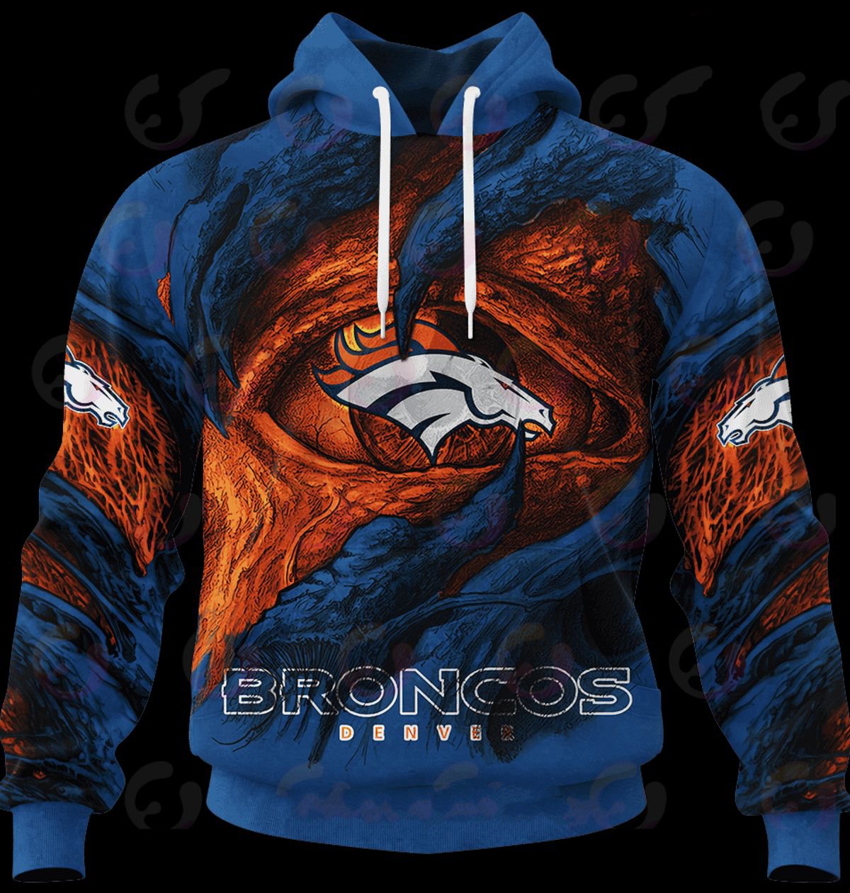 DENVER BRONCOS 3D HOODIE COMMANDERS DEMON EYES