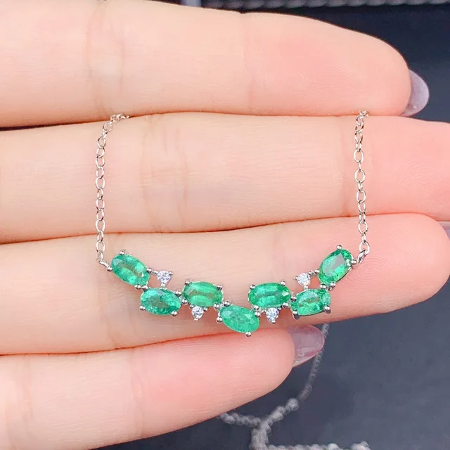Natural Emerald Silver 925 Jewelry Women's Gem Pendant 925 Sterling Silver Women's Luxury Necklace Christmas Free Shipping