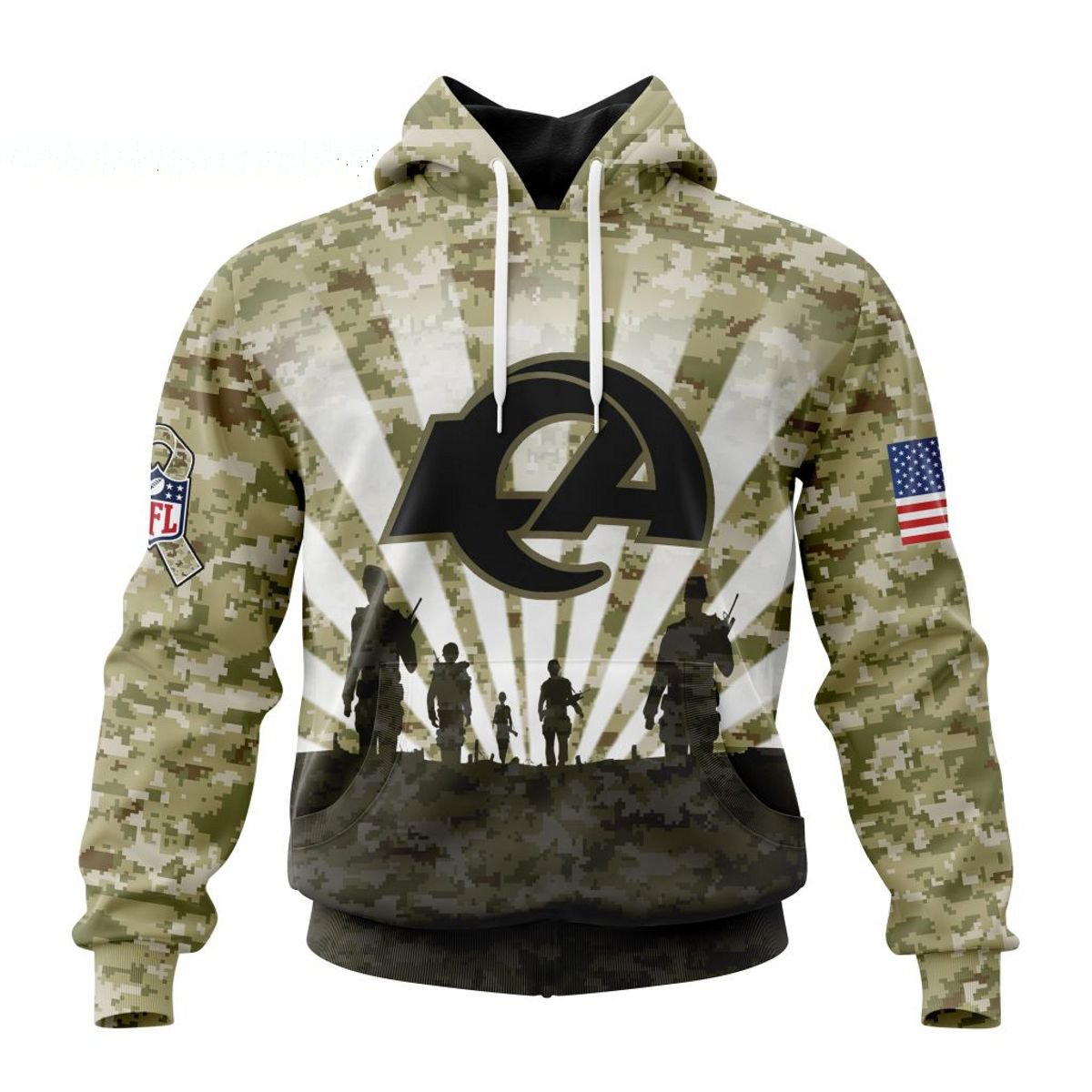 LOS ANGELES RAMS 3D HOODIE HONOR VETERANS