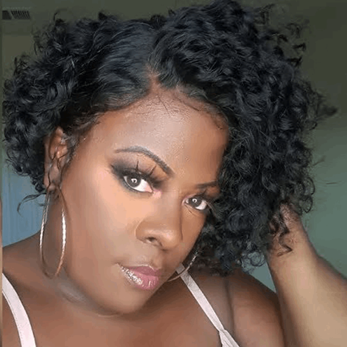 Glueless Short Pixie Cut Natural Curly Bob Lace Wig Affordable Virgin Bazilian Hair
