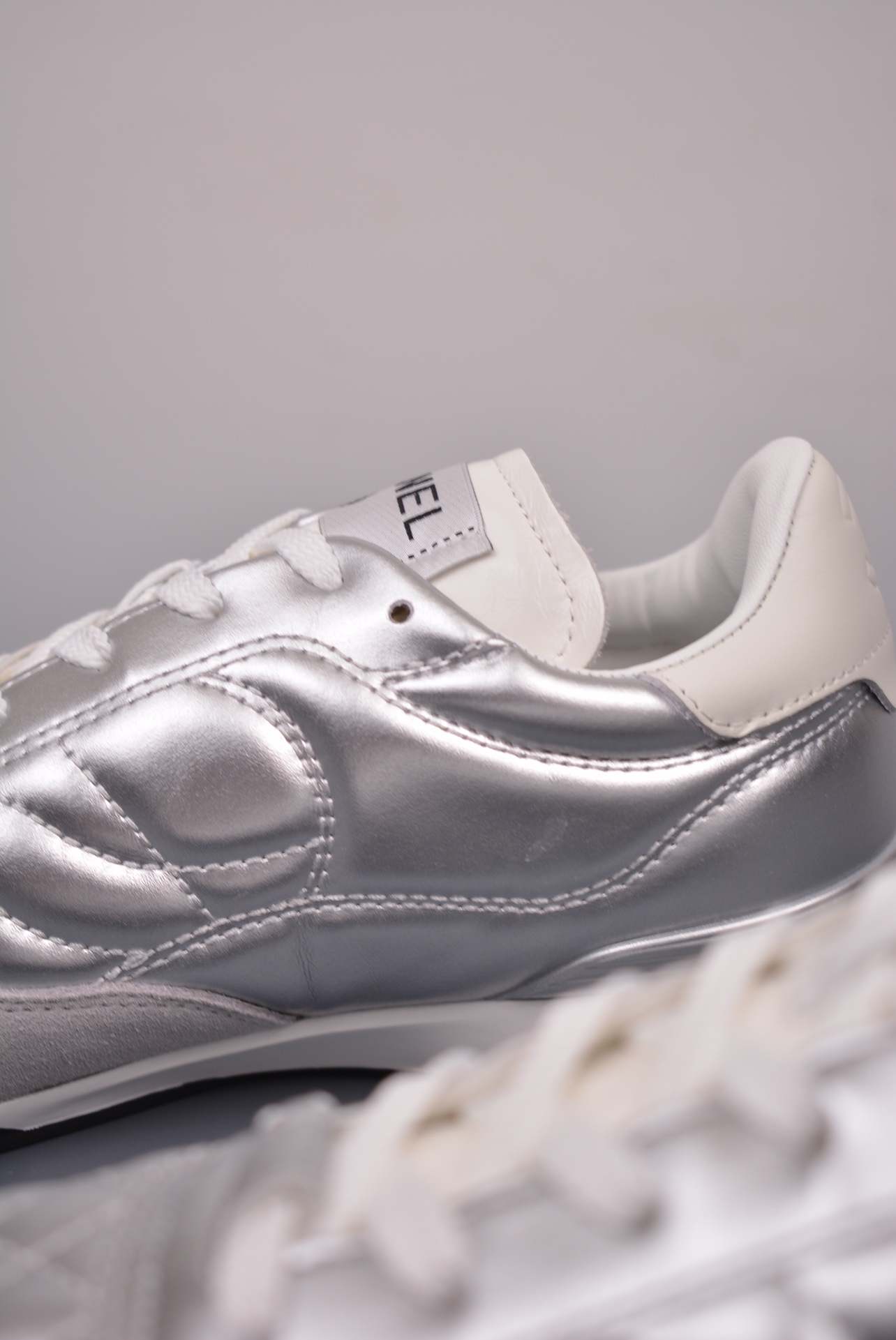 Chanel A23 CC Quilted Trainers Sneaker Silver