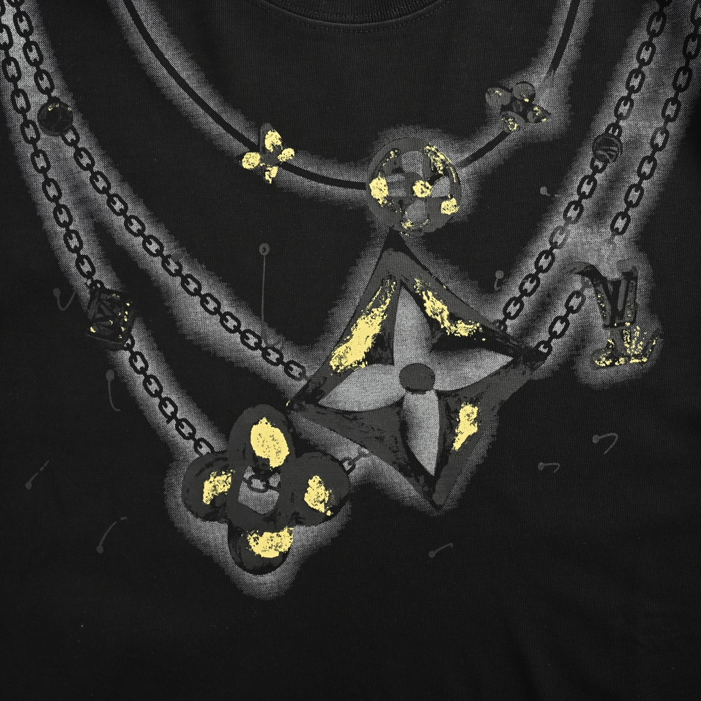 Louis Vuitton 25ss old flower pendant necklace printed short sleeve