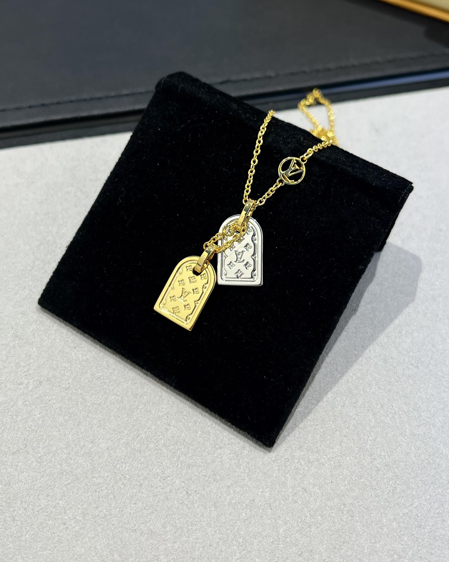 Louis Vuitton Nanogram Two-tone Logo Tag Necklace