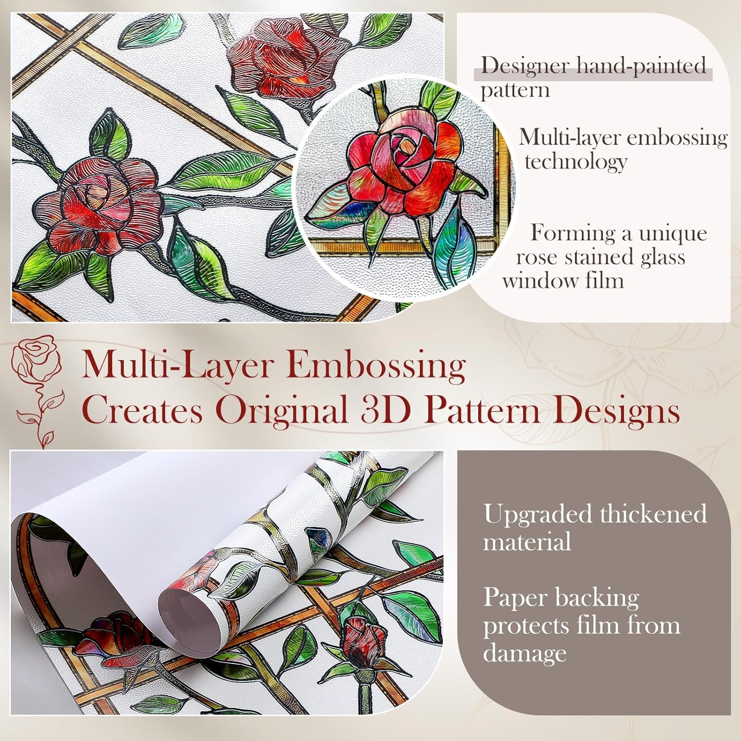 💥ON SALE💥- 3D Floral Stained Glass Window Film, Anti UV🪟🌸