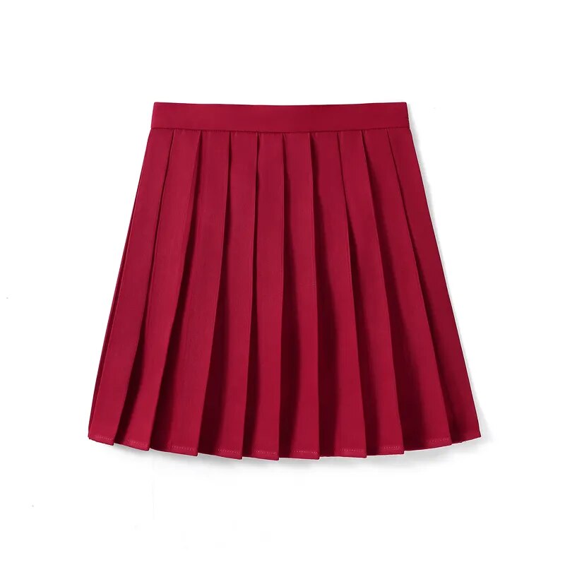 Solid Color Pleated Skirt