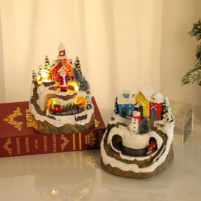 🎄Early Christmas Sale 49% OFF🎄Christmas Village Resin Music Box with Rotating Train