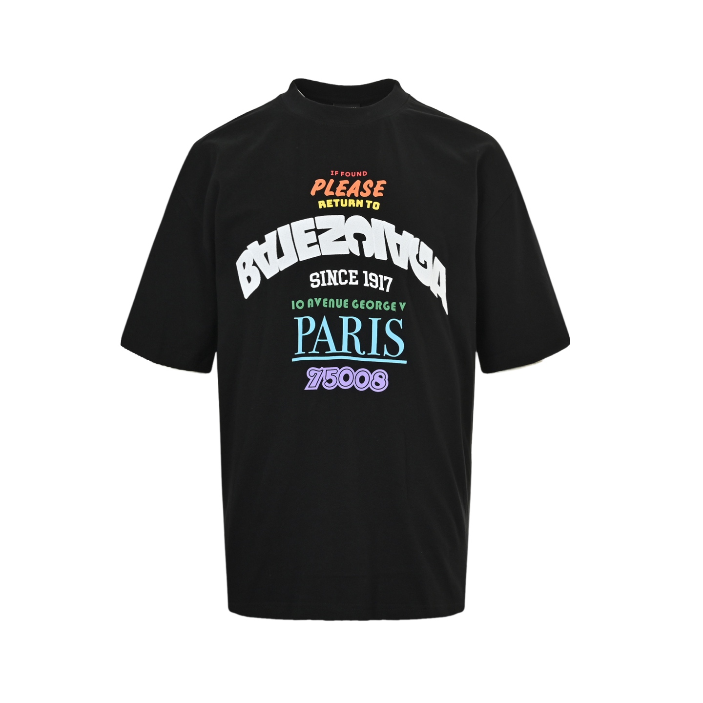 Balenciaga 25ss reverse letter embroidered print short sleeve