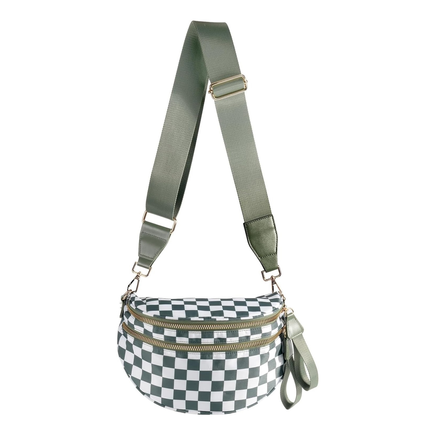 💥ON SALE💥Black and White Checkered Crossbody Nylon Bum Bag Plus Size Friendly Fanny Pack