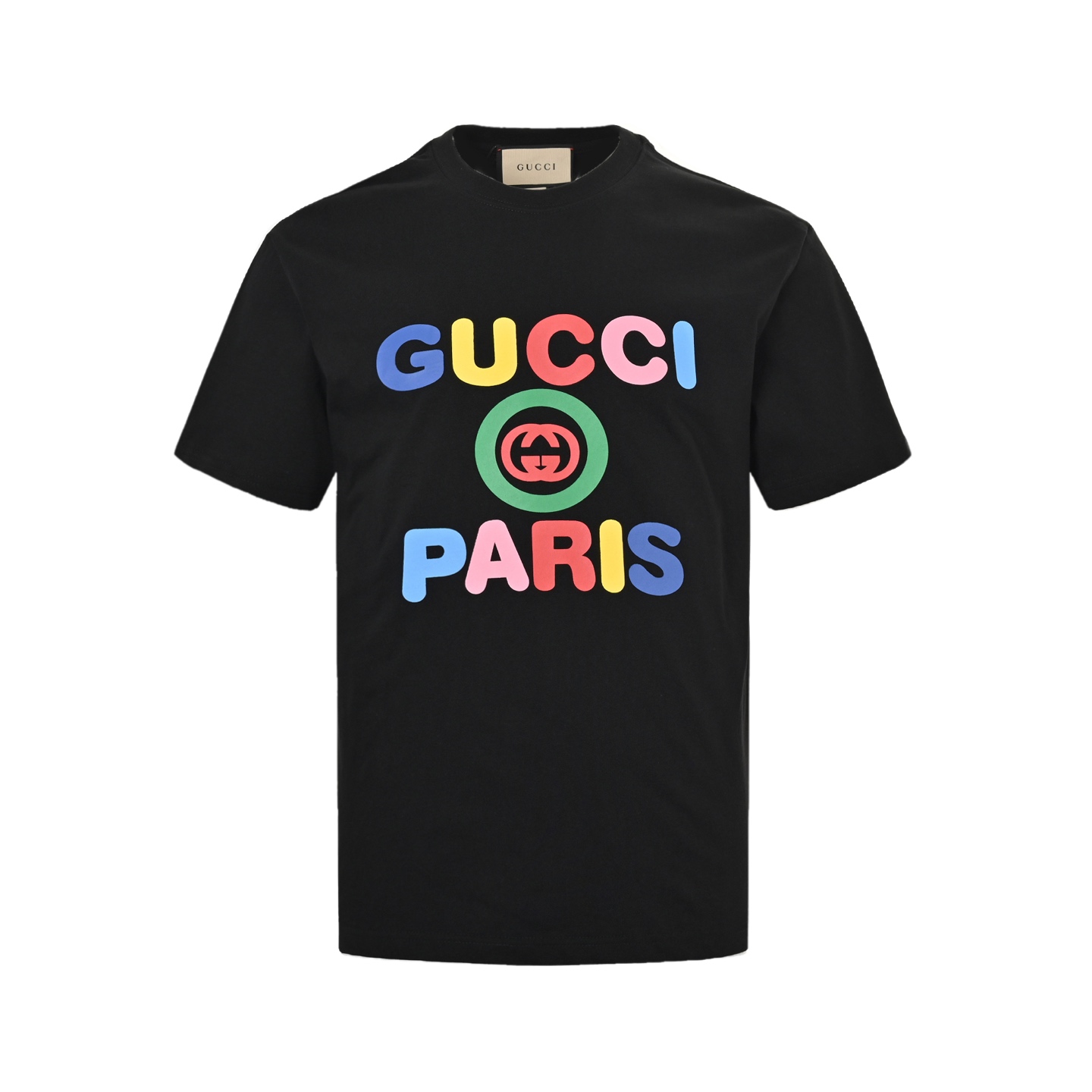 Gucci 24ss colorful letter print short sleeves