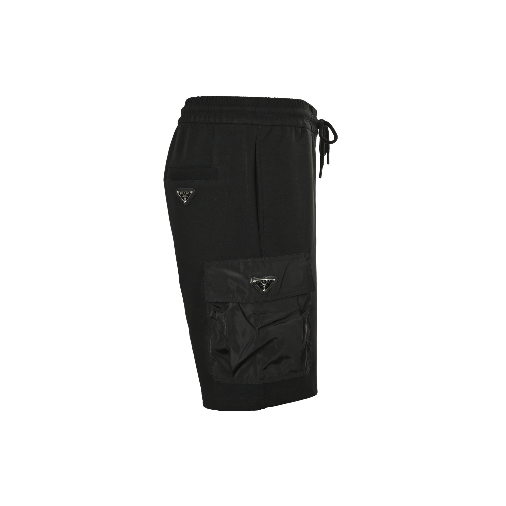 Prada 25ss metal triangle logo side pocket cargo shorts