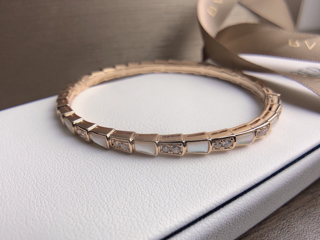 Bulgari White Mother-of-Pearl Snake Bone Bracelet
