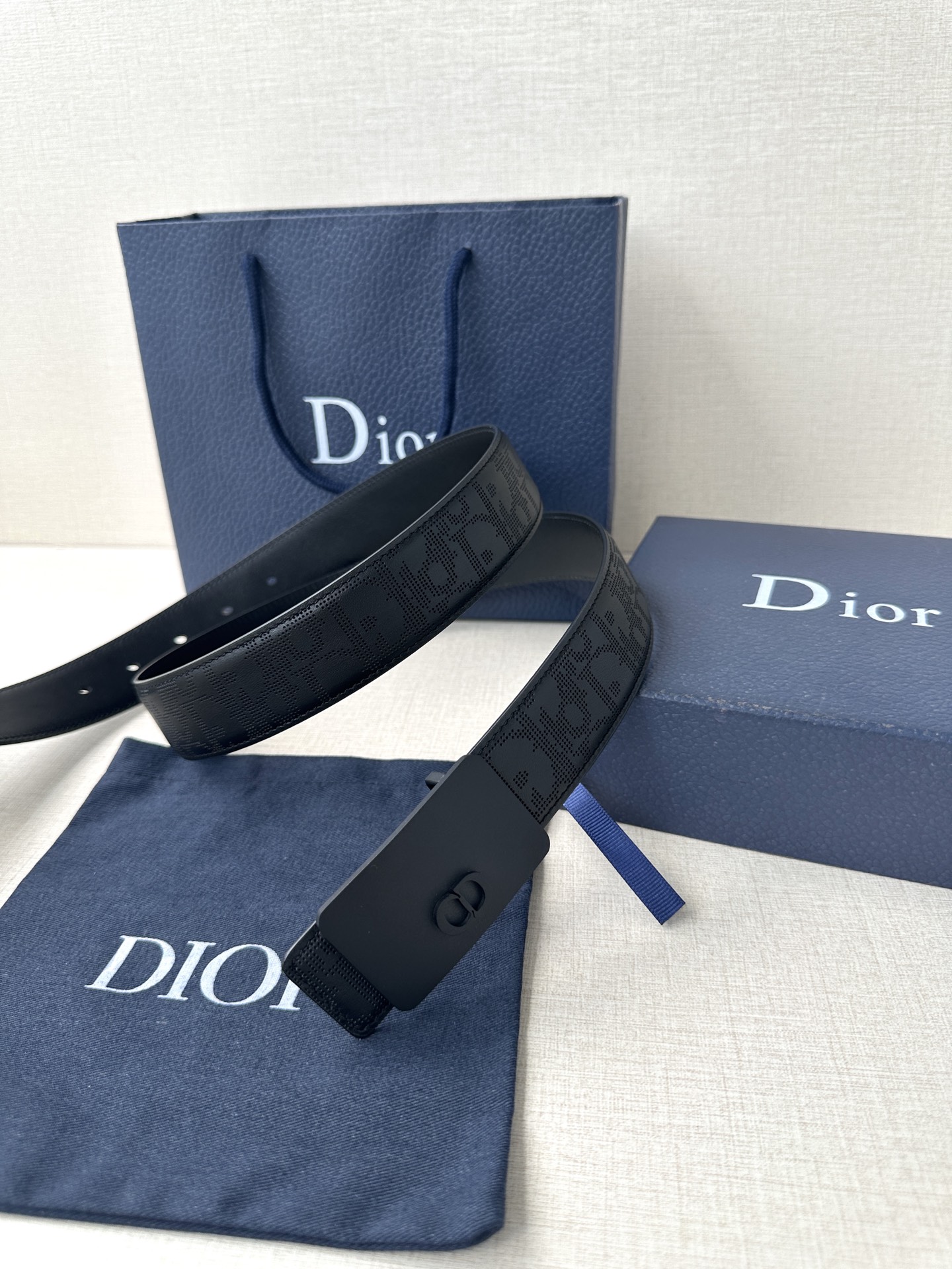 Dior square buckle leather belt 3.5CM wide