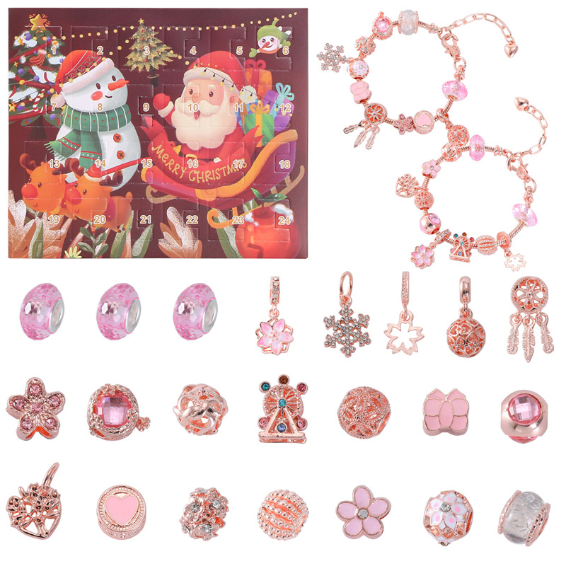 (The best gift for kids in 2024🎁) 24-piece DIY Christmas Advent Calendar Bracelet Set Blind Box🎄