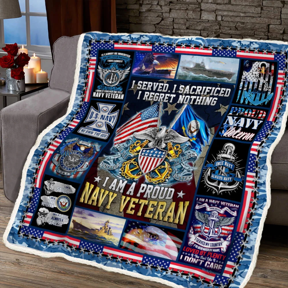 U.S. Navy I Am A Proud Navy Veteran Sofa Throw Blanket