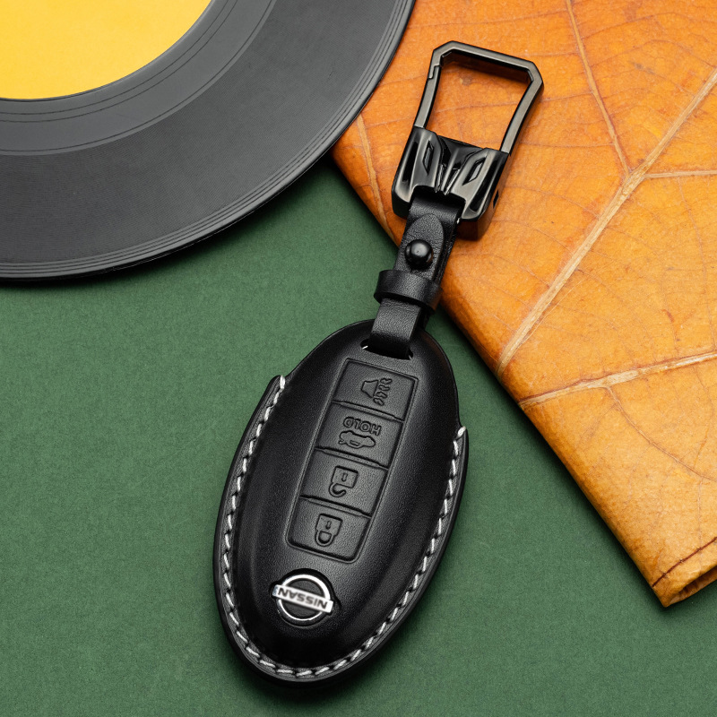 Buttons Genuine Leather Car Key