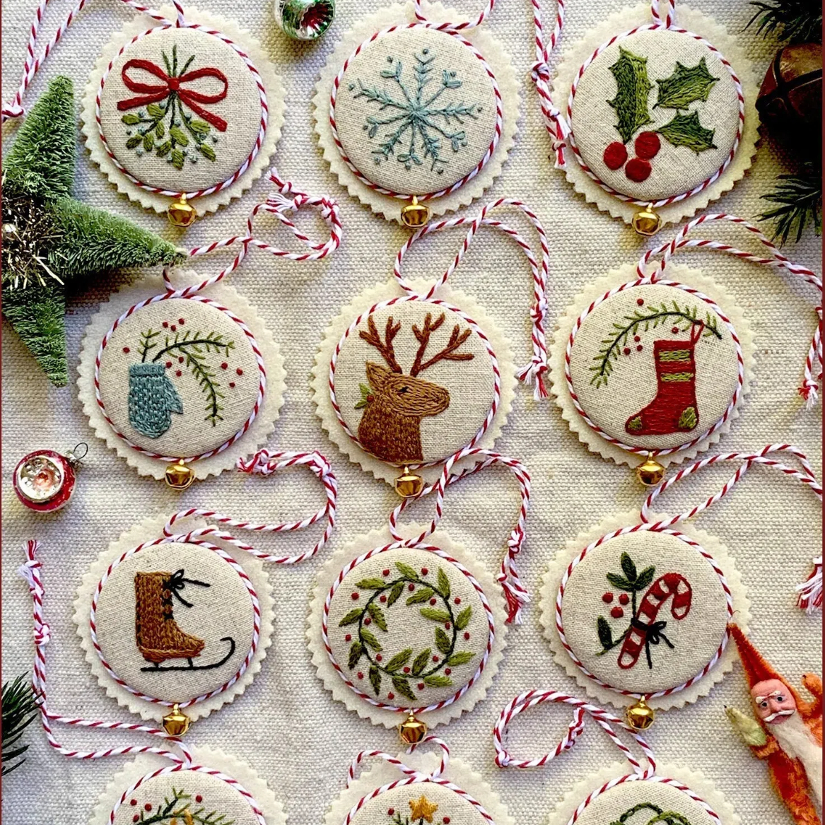 Hand Embroidery Christmas Ornaments Kit