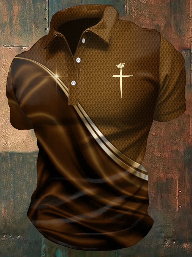 Men's Casual Christian Print Polo Shirt