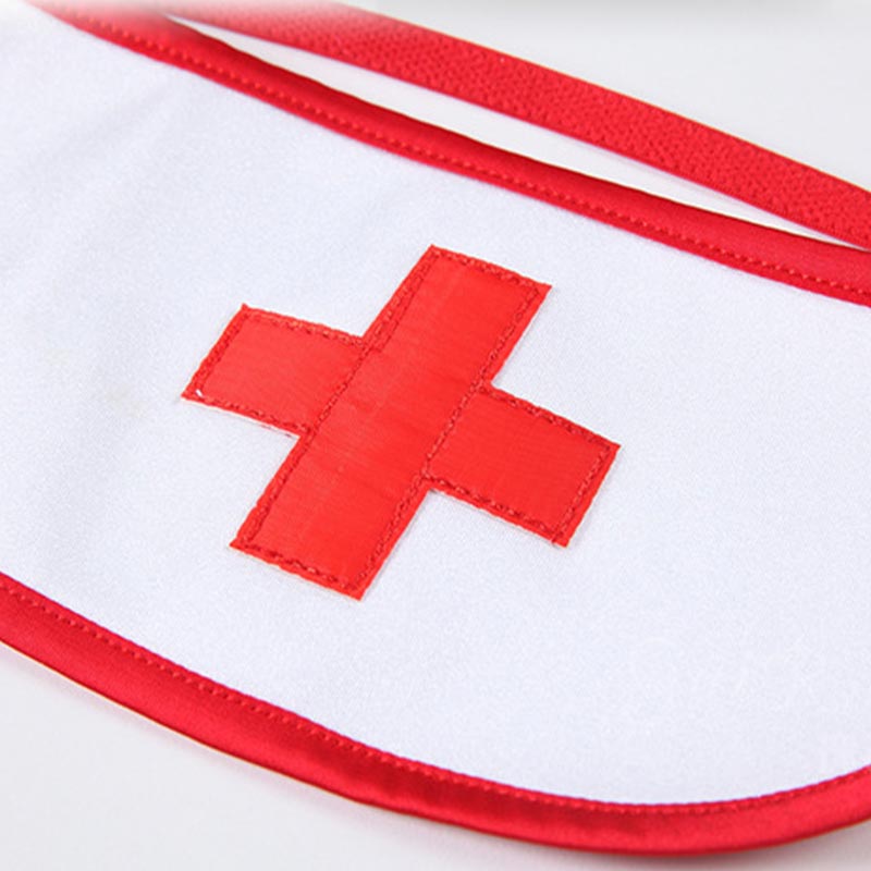 Cosplay Nurse Uniform V-neck Zipper Lingerie Dress