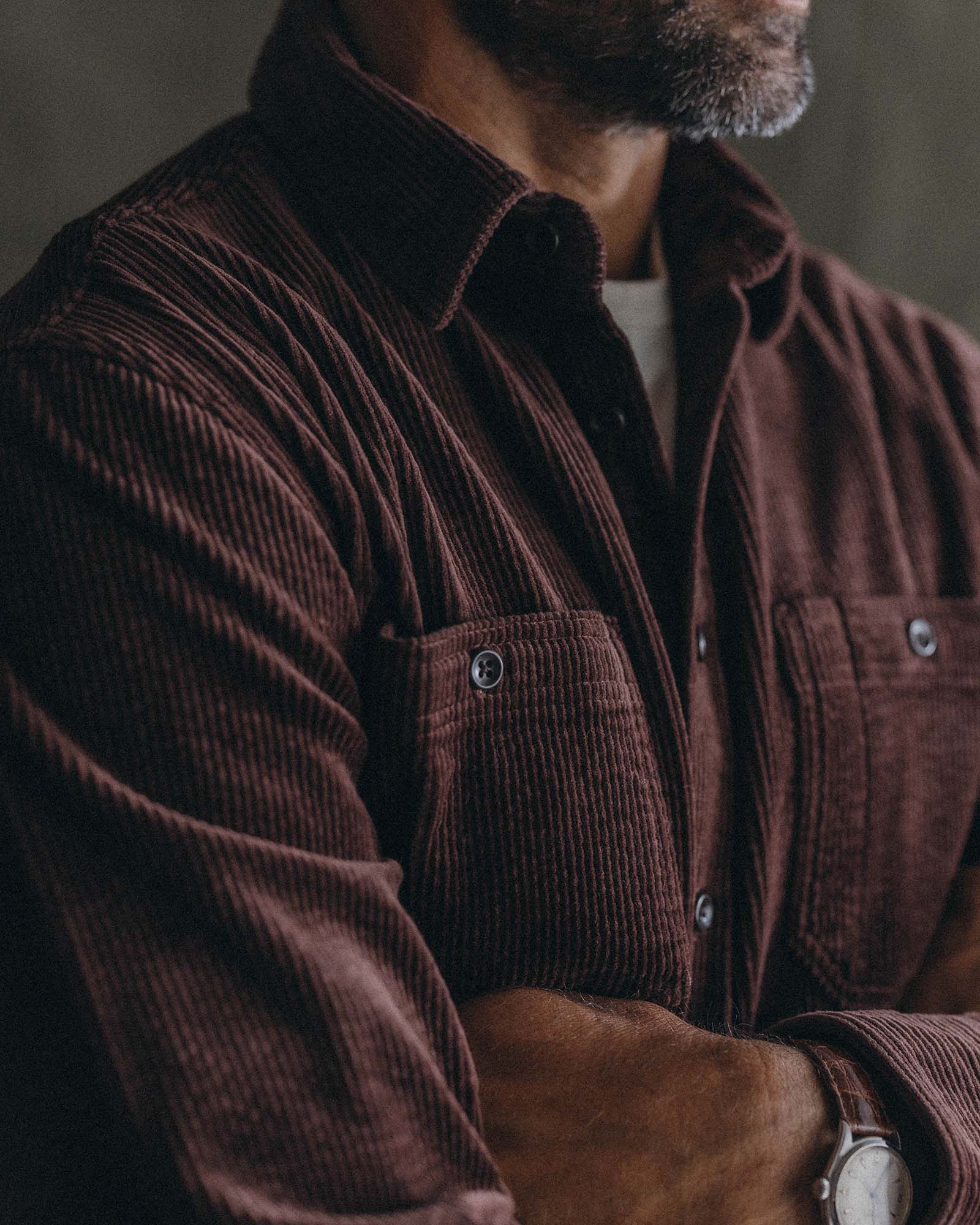 The Utility Shirt in Burgundy Corduroy