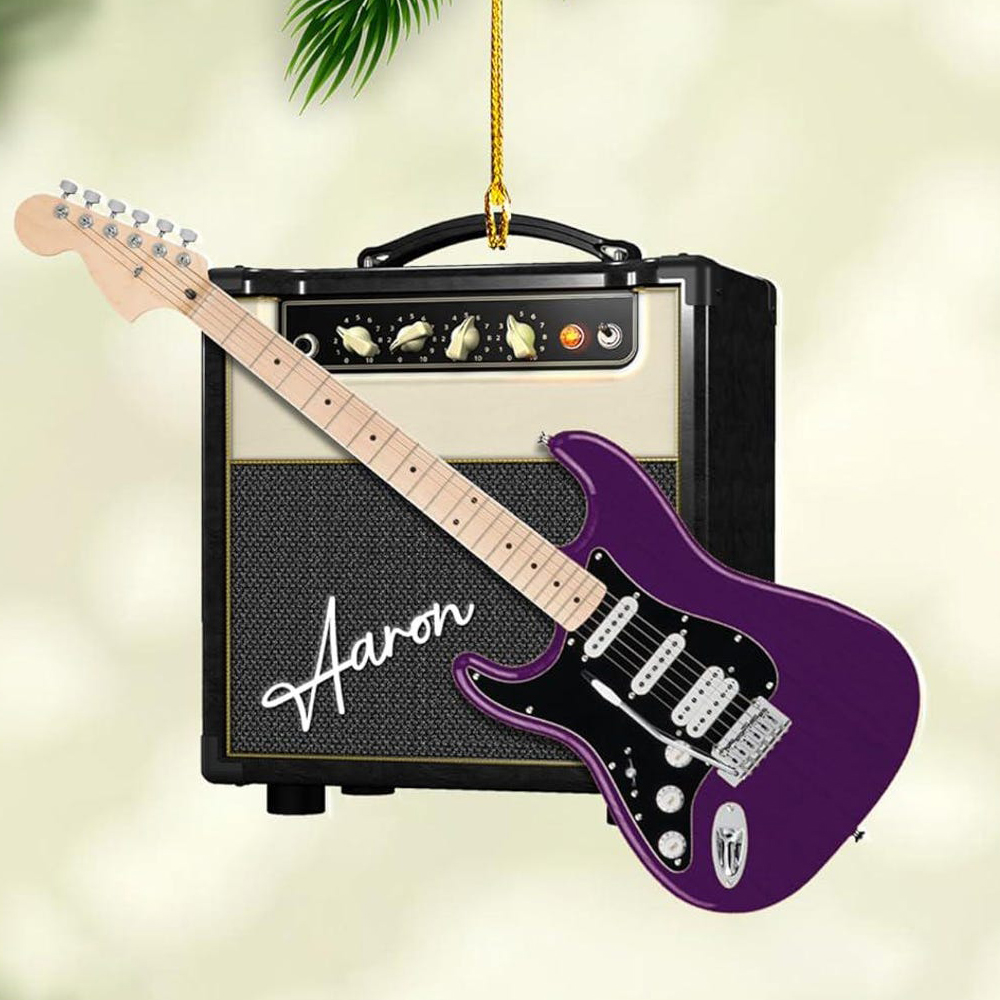 Custom Electric Guitar Christmas Ornament 2024