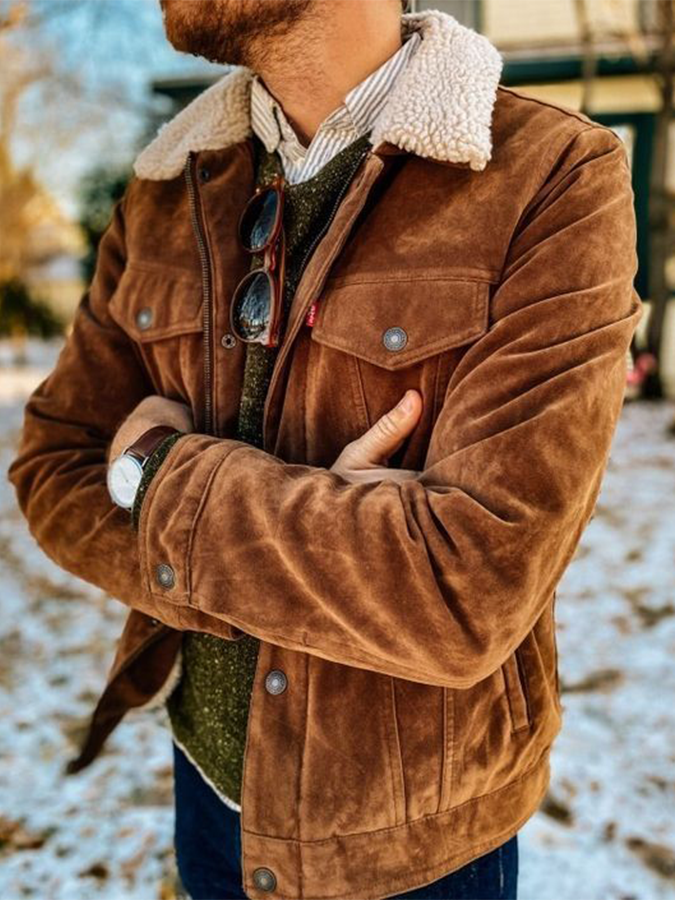 Winter Fur Collar Brown Cotton Coat