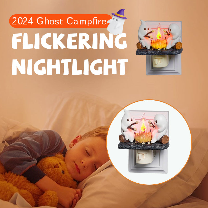 👻GHOSTS ROASTING CAMPFIRE S’MORES FLICKER FLAME NIGHT LIGHT🔥