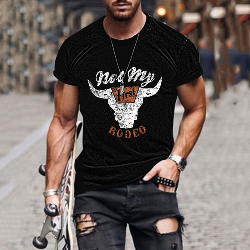 Western Not My Rodeo Print Short Sleeves T-Shirt