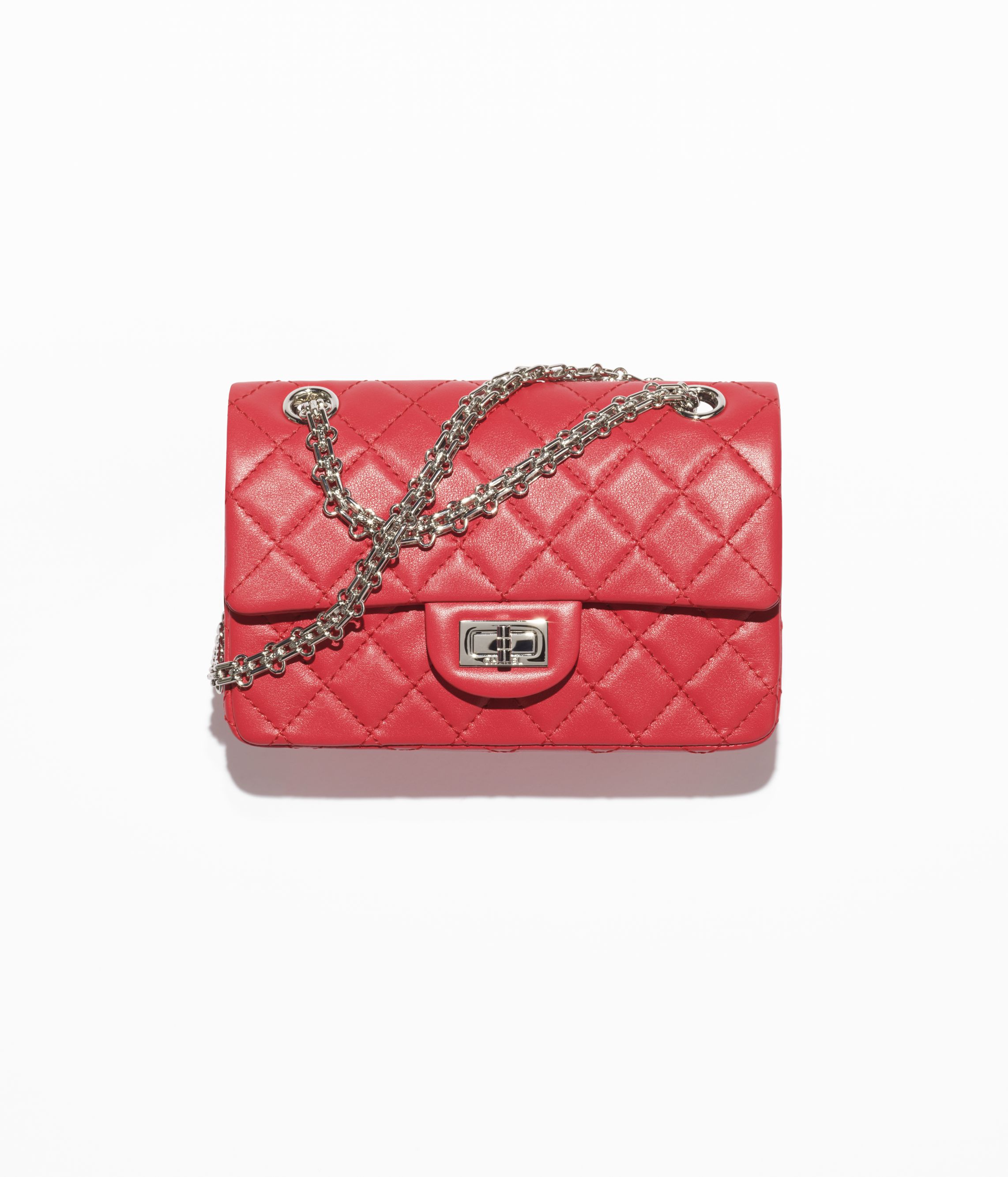 Chanel 2.55 Mini Flap Bag Calfskin & Silver Metal Dark Red AS0874-B18829-NAAUM