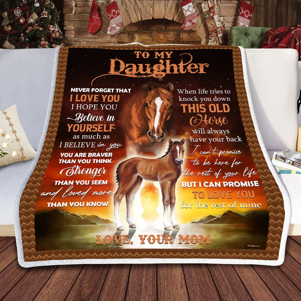 Mom To Daughter, This Old Horse Will Always Have Your Back Sofa Throw Blanket