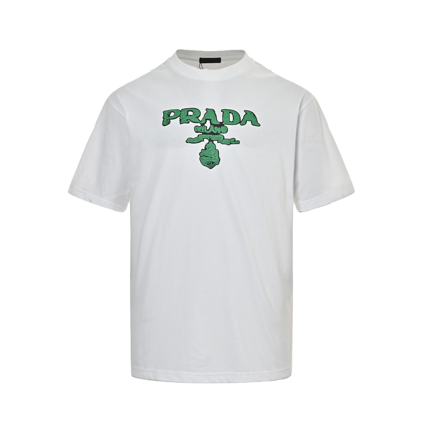 Prada 25ss green lettering logo print short sleeve